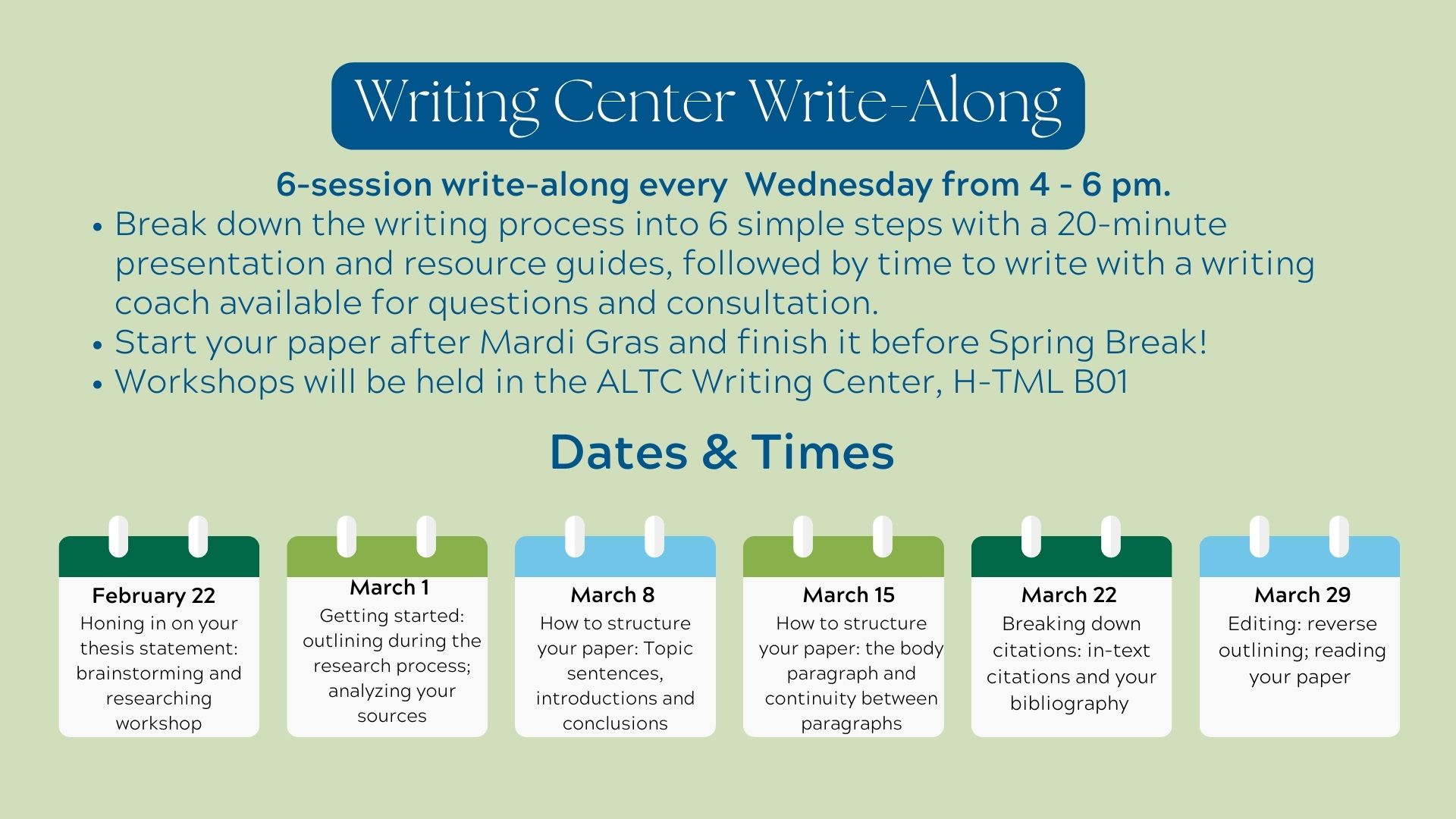 Writing Center Drop-In Sessions