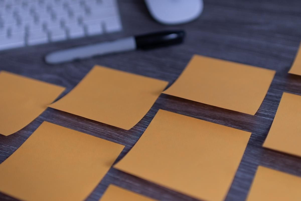 Sticky notes on a table