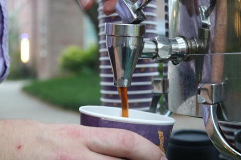 Coffee being poured from container