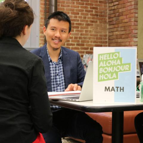 Tutor with student in the Math Center.