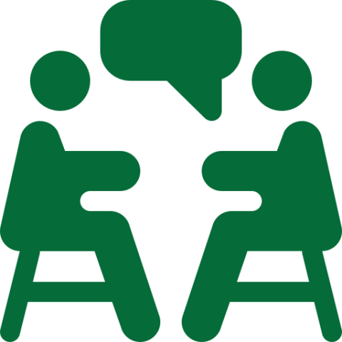 Two people meeting icon.